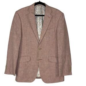 JOSEPH ABBOUD Sport Coat Linen Red Blue Micro Check 38R